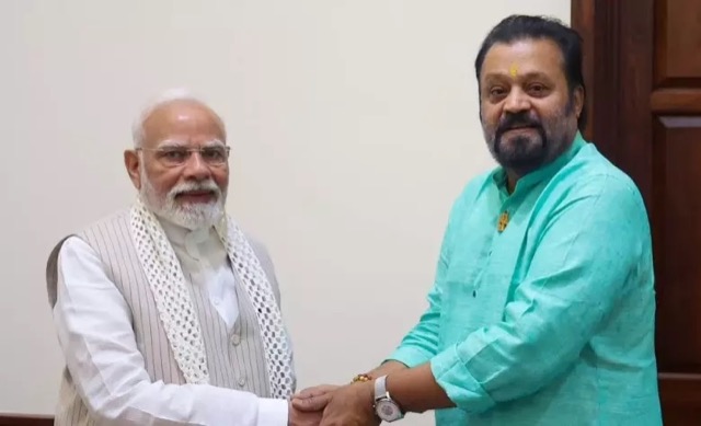 Suresh Gopi shaking hands with Prime Minister Narendra Modi